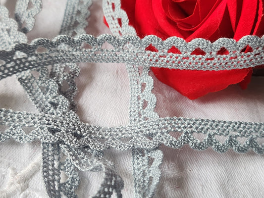 Dentelle vintage gris coton 3 métres sur 1,2 cm A6