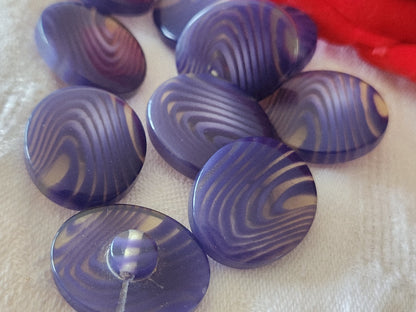Lot 8 boutons vintage violet ovale transparent veine pied 1,8 / 2,2 cm ref 3849