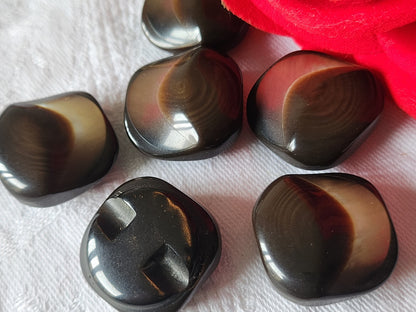 Lot 6 boutons vintage volume marron reflet nacré pied 2,2 cm ref 3566