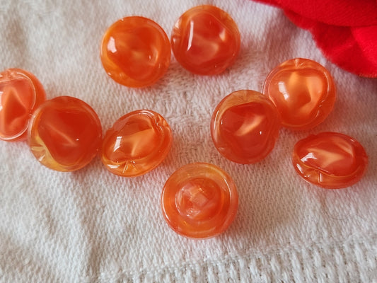 Lot 9 mini boutons vintage en verre camaieu orange vintage 1,1 cm ref 5997