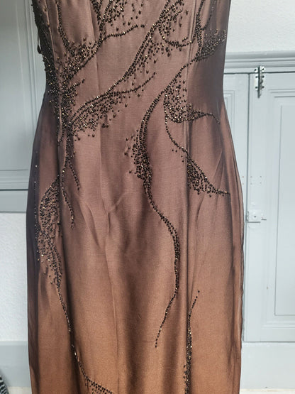 Robe de soirée cocktail dégradé marron chic neuve Asable taille 36/38