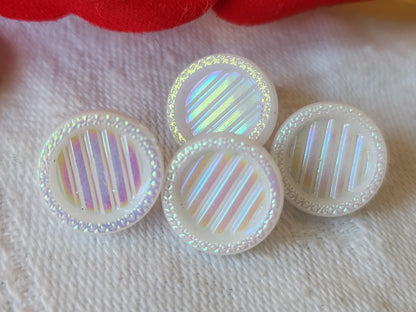 Lot 4 mini  boutons anciens en verre blanc mordoré rose 1,1 cm vintage D7E