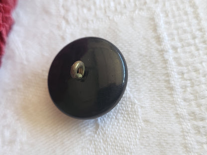 Collection ancien bouton noir découpis travaillé 1,8 cm pied laiton G2K
