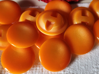Lot 6 gros  boutons vintage orange à pied lisse  2,5 cm ref 1486