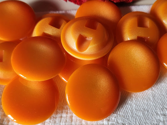 Lot 6 gros  boutons vintage orange à pied lisse  2,5 cm ref 1486