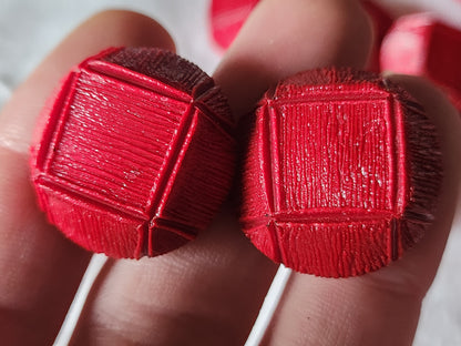 Lot 6 gros boutons vintage rouge volume pied superbe 2,5 cm ref 1879