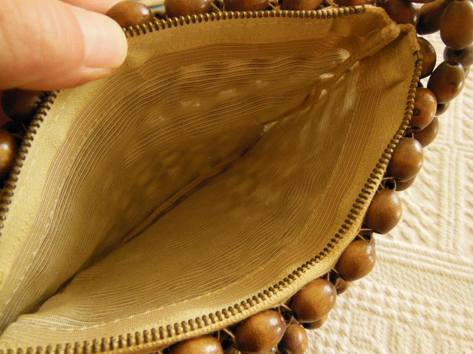Rigolo ancien sac en main perle en bois vintage petit pochette mignon