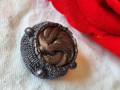 Collection bouton vintage passementerie resine marron gris 2,4 cm G4J