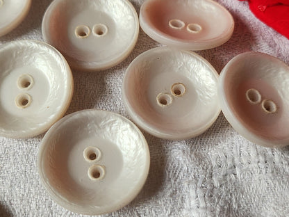 Lot 9 boutons vintage gros blanc bord satiné trous 2,7 cm ref 509