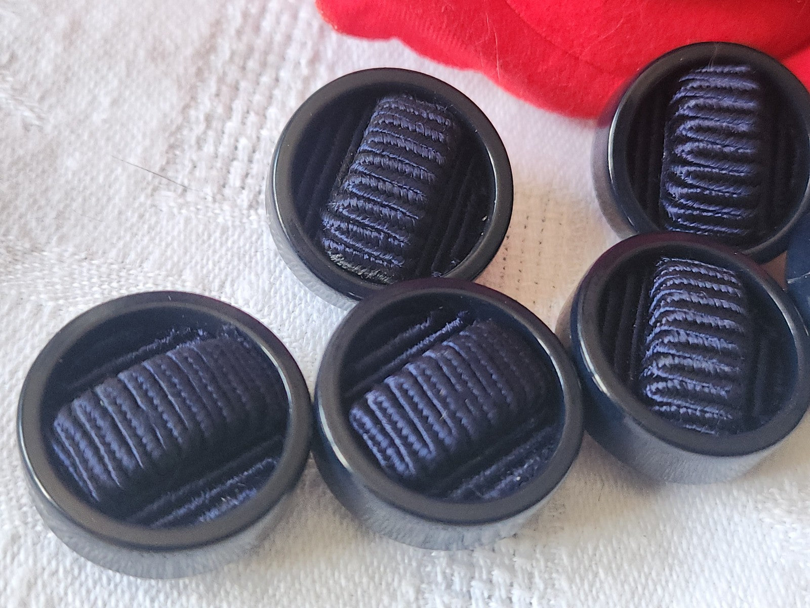 lot 6 boutons anciens vintage passementerie bleu pied 2 cm ref 2143