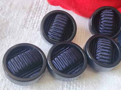lot 6 boutons anciens vintage passementerie bleu pied 2 cm ref 2143