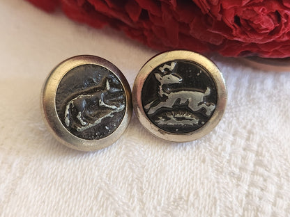 Duo boutons anciens en métal chasse collection  1,6 cm G19C