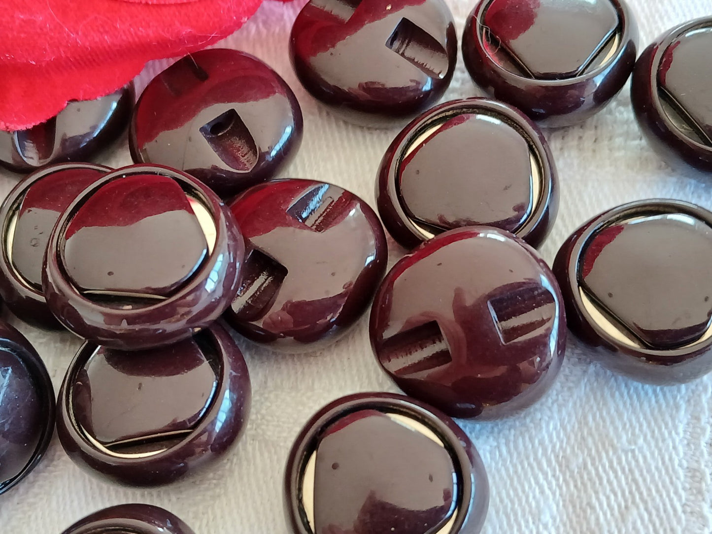 Lot 6 boutons vintage marron métal argenté 1,7 cm pied 17 mm  ref 6491