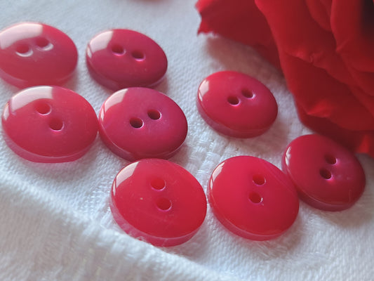 Lot 8 boutons vintage en nacre rose foncé trous 1,5 cm ref 2092