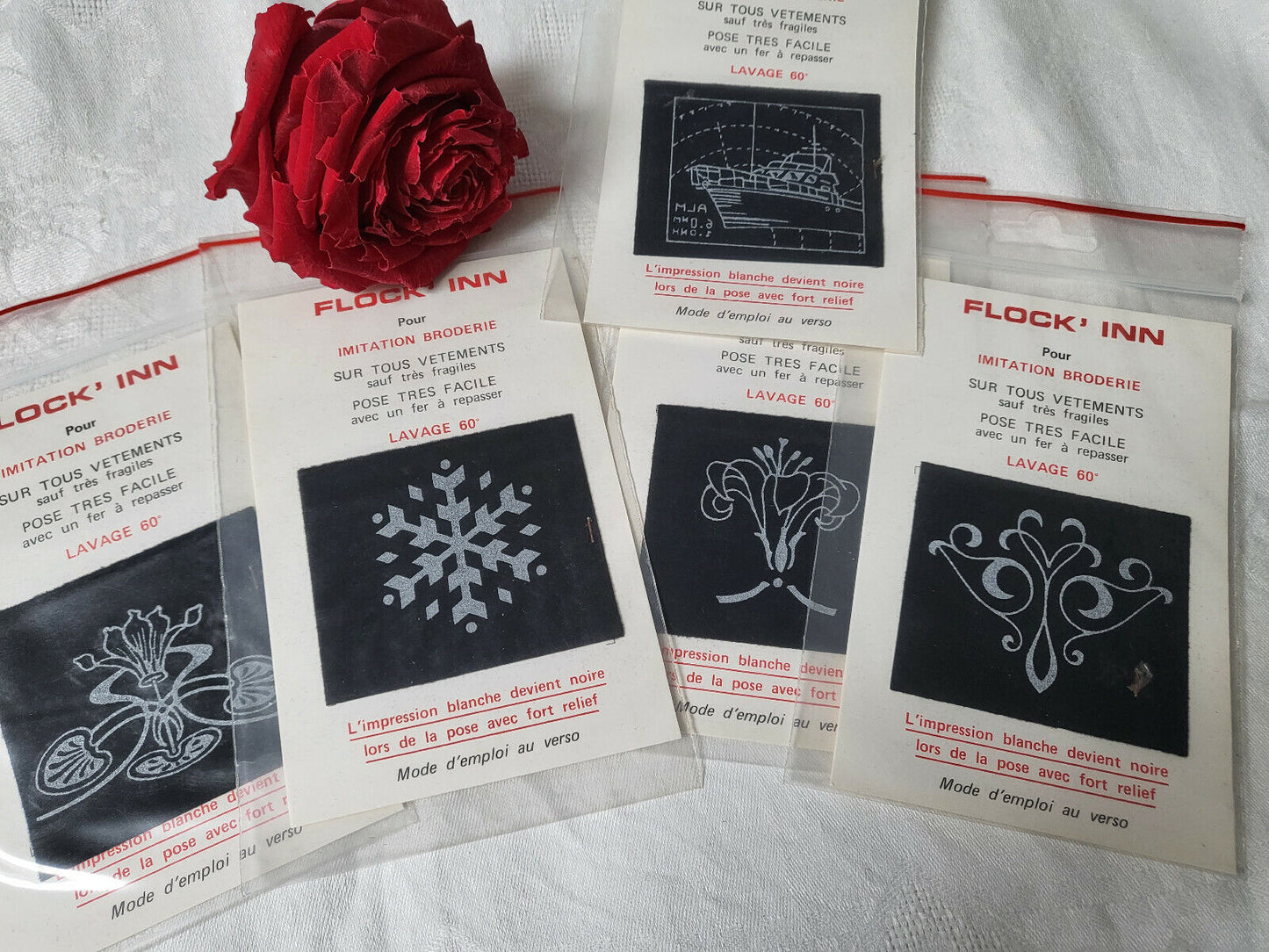 Lot  5 patchs broderie année 80 customisation couture thermocollant N°3 T17