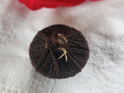 Ancien bouton en passementerie marron fait main collectionr 2,6 cm D18E