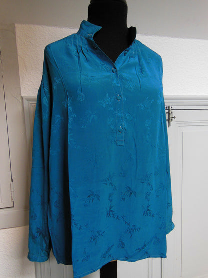 Pur vintage haut tunique Cacharel bleu paon lumineux 40/42? ref PORT