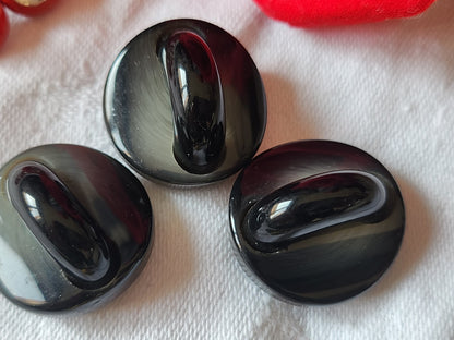 Trio superbes boutons vintage anse noir haute pied 2,2 cm ref 1201