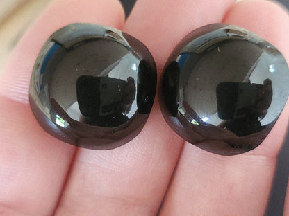 Lot 6 jolis boutons vintage noir lumineux pied 2 cm ref 3860 original