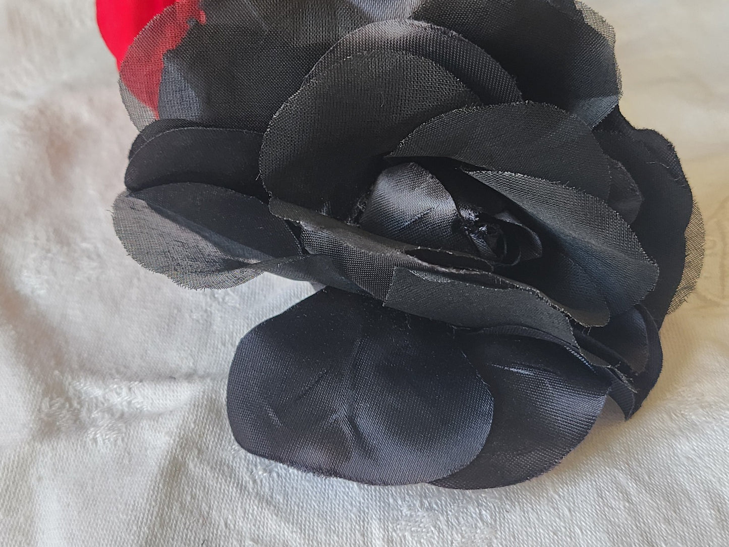 Grosse fleur ancienne noir chapeau sur broche 11, cm T0-12