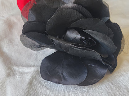 Grosse fleur ancienne noir chapeau sur broche 11, cm T0-12