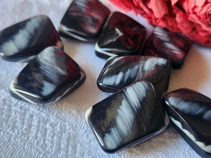 Lot 6 superbes boutons vintage noir reflet nacré 1,6 sur 2,2 cm pied ref 1660