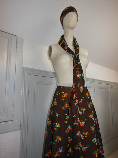 Pur vintage longue jupe bandeau cravate ancien taille 36/38 à remanier B4