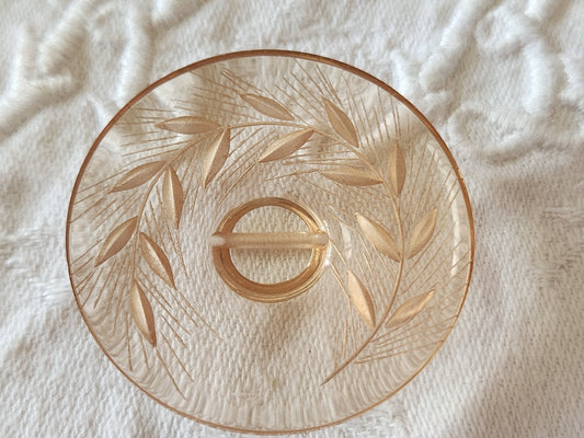 Gros bouton ancien lucite plexis épis de blé à pied  4 cm marron ref 6577