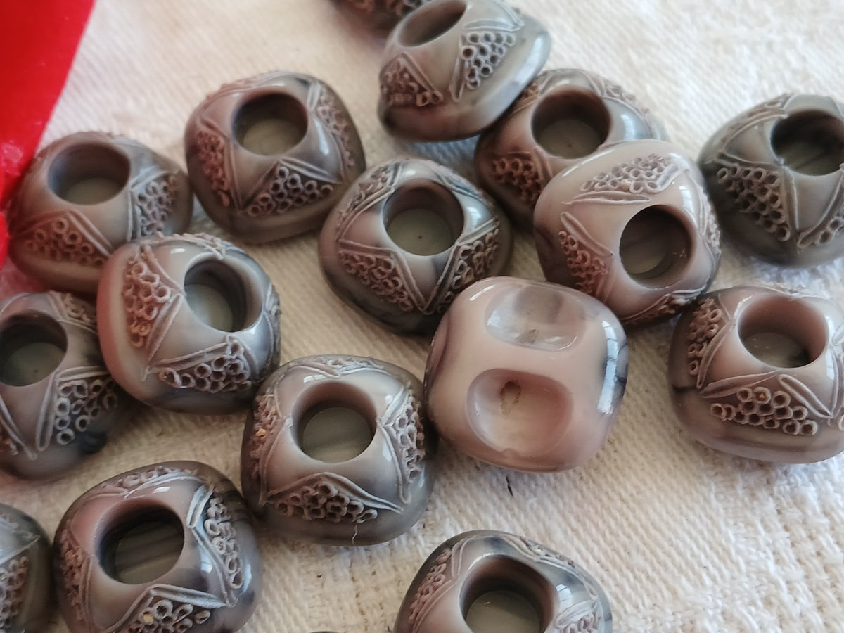 Lot 10 boutons vintage gris rose original 1,5 cm pied 15 mm ref 6490
