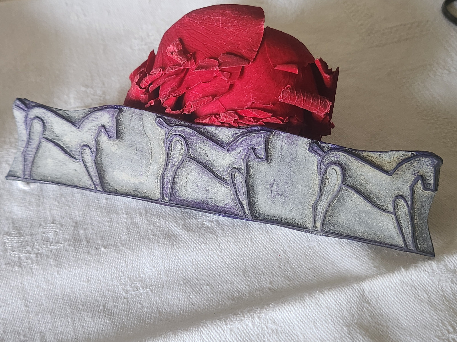 Tampon ancien sans support frise idéal broderie collection chevaux long n°5