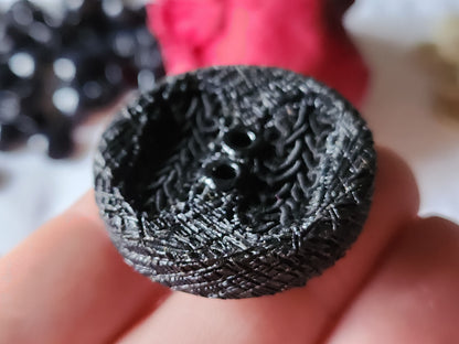 collection gros bouton ancien vintage resine noir passementerie 3,5 cm ref 2989