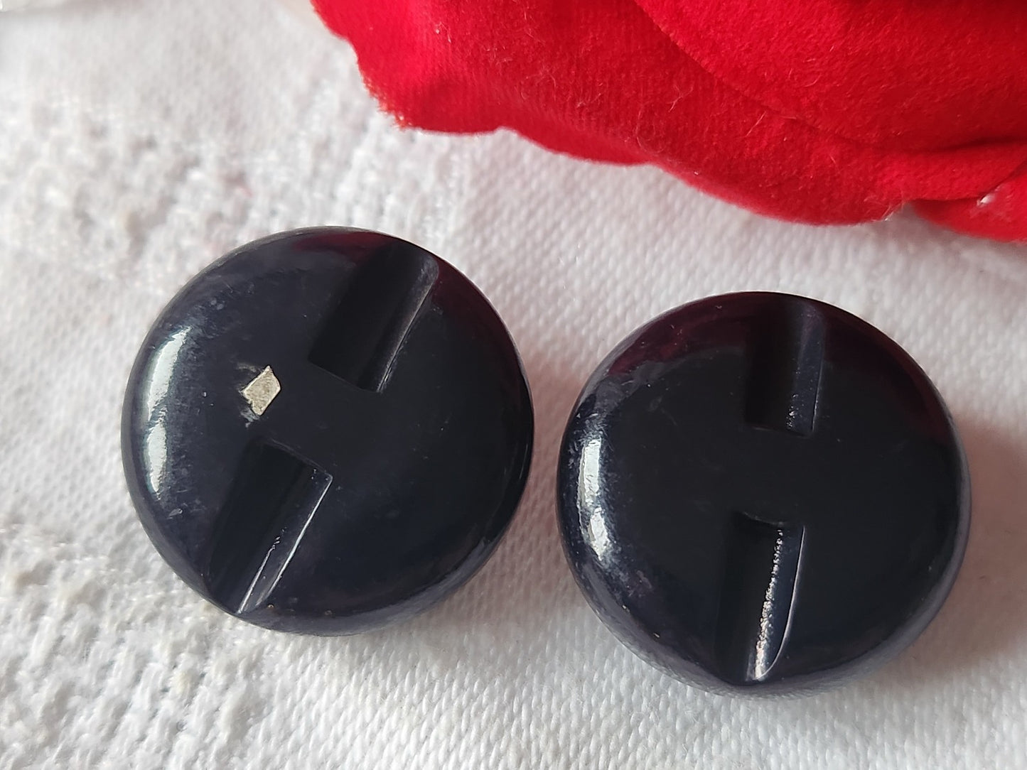Duo boutons vintage parurier collection resine strass verre 2,2 cm D6Q