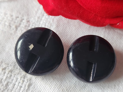 Duo boutons vintage parurier collection resine strass verre 2,2 cm D6Q