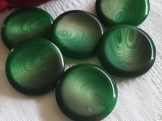 Lot 6 boutons vintage vert camaieu pied  gros 2,7 cm ref 5275