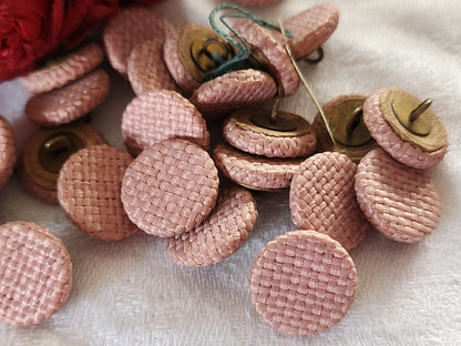 lot 10 boutons anciens vintage passementerie rose à pied  1,4 cm ref 2630