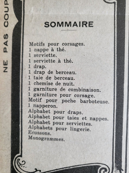 Le journal des brodeuses1951  n° 675  drap nappe à thé taie de berceau motifs