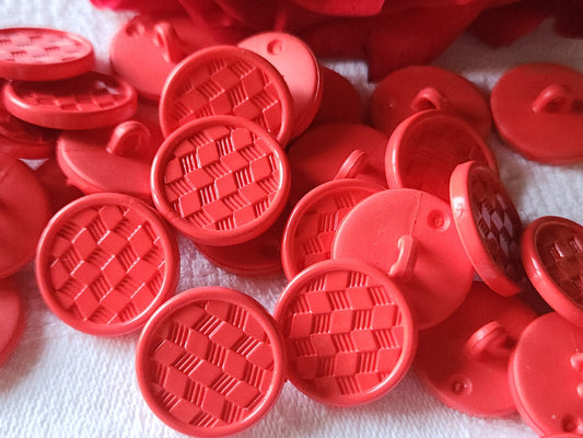 Lot 28 boutons vintage rouge damas  à pied finitions moyennes 1,8 cm ref 1870