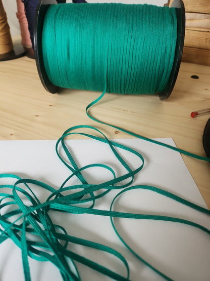 Biais ruban plat cordon fin lacet corsage 10 mètres  sur 0,4 cm vert prairie A4