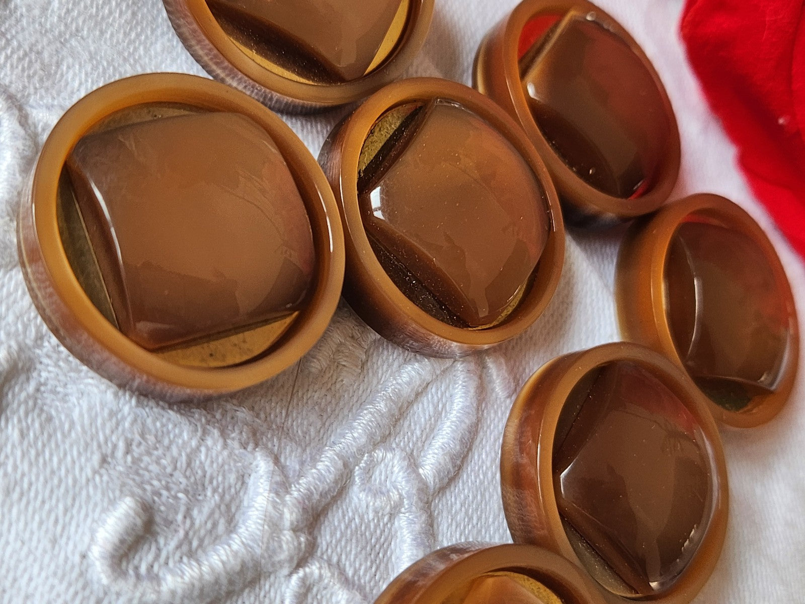 Lot 6 gros boutons vintage marron metal doré pied 2,6 cm pied ref 1132