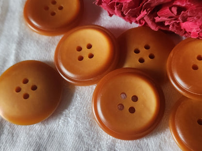 Lot 8 gros boutons vintage marron orangé trous 2,7 cm ref 5487