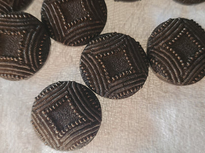 Lot 6 boutons vintage en résine marron effet perlé  1,8 cm 18 mm pied ref 6457