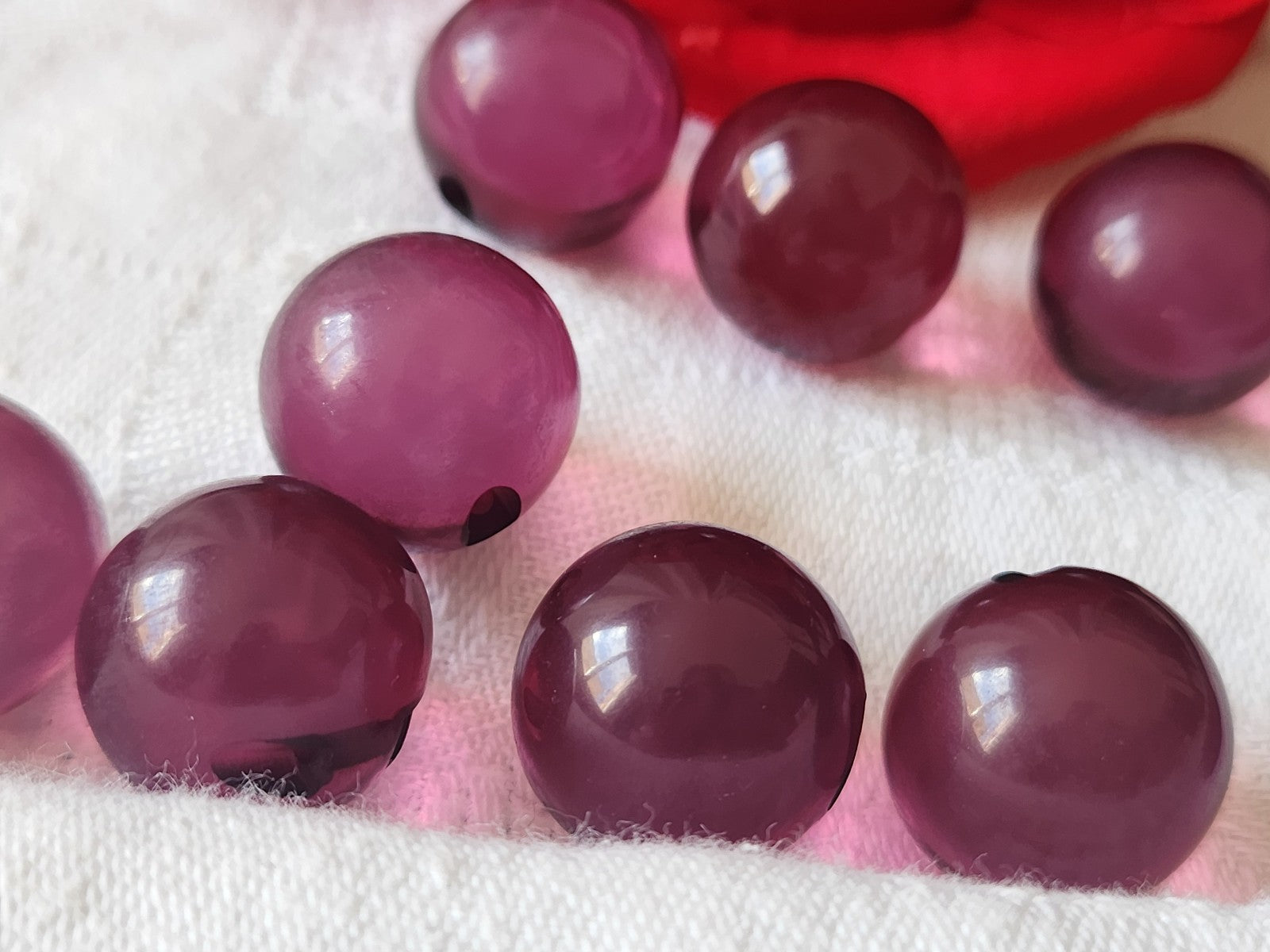 Lot 6 boutons vintage boule violet superbe transparent 1,7 cm ref 3840