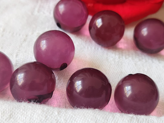 Lot 6 boutons vintage boule violet superbe transparent 1,7 cm ref 3840