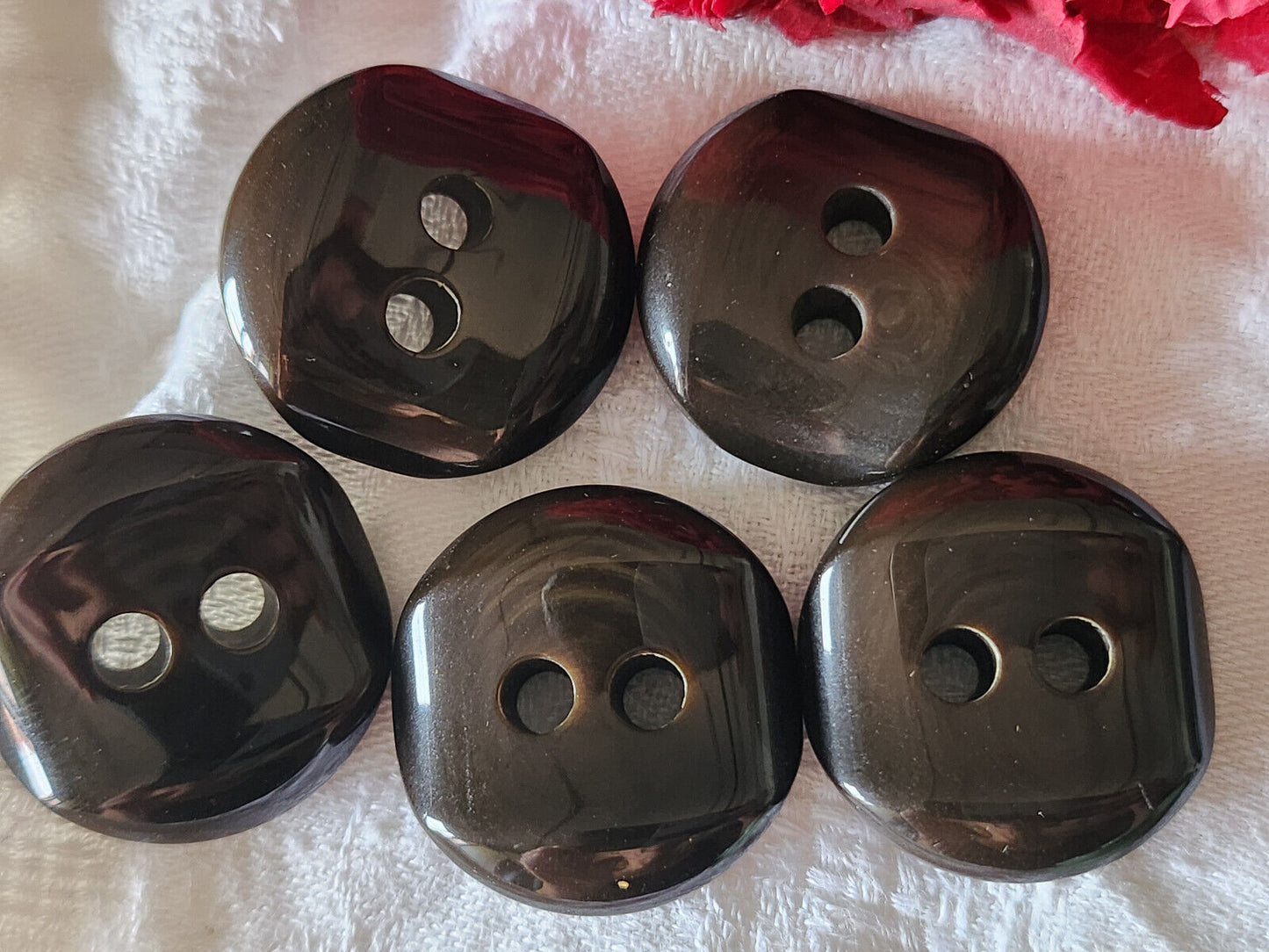 Lot 5 épais boutons vintage marron 2,7 cm à trous ref 6026