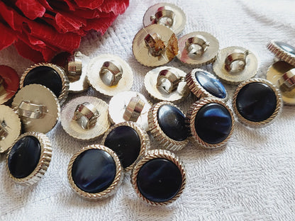 Lot 20 petits boutons vintage bleu argenté  à pied  1,2  cm ref 5843