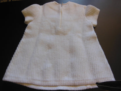 Petite robe ancienne enfant poupée blanc épaisse pur vintage B4
