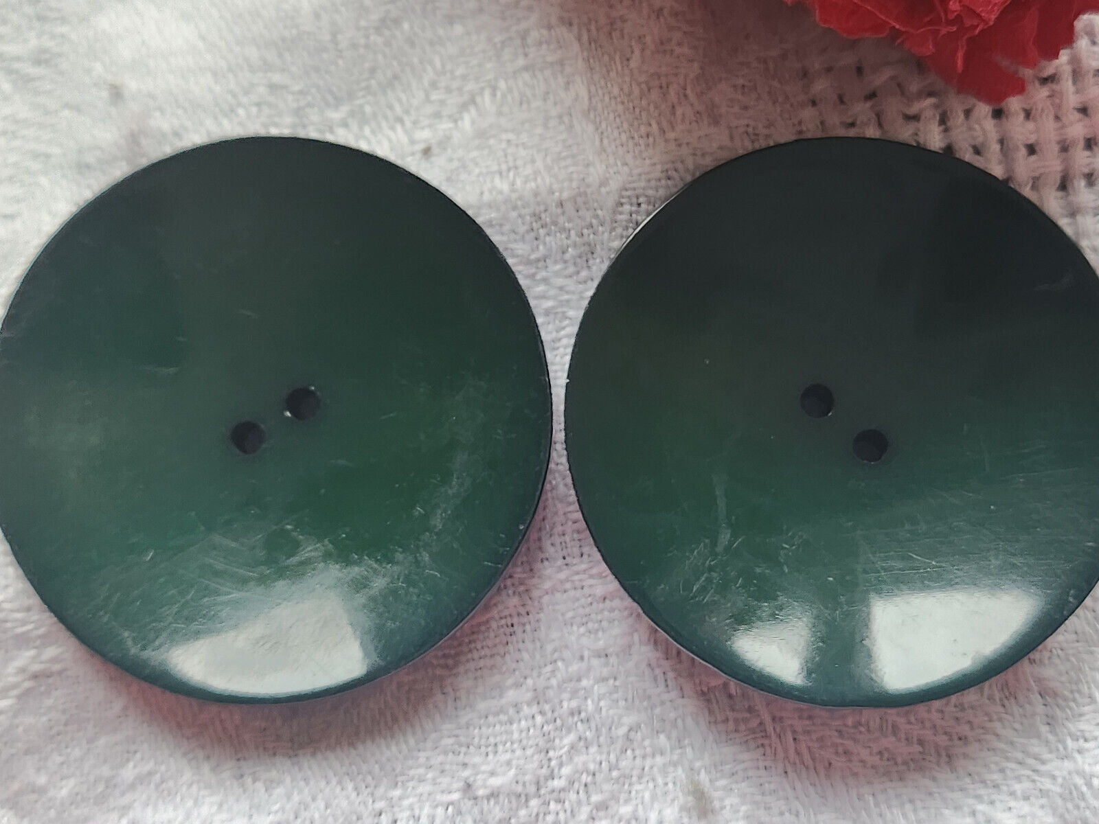 Duo gros boutons vintage vert  incurvé XXL  trou 4 cm ou 40 mm ref 120