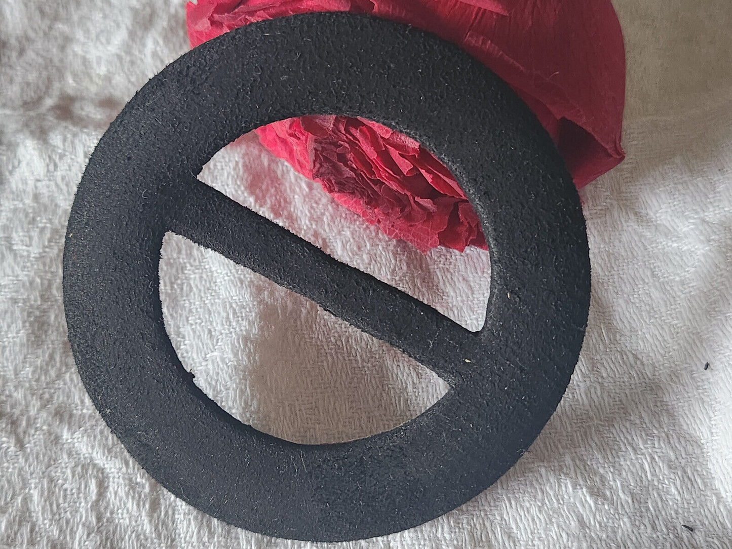 Enorme boucle de ceinture ancienne noir daim grosse  7,8 cm  T0
