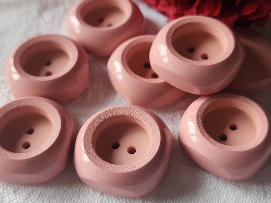 Lot 7 épais boutons vintage rose 2,2 cm lourd trous ref 4768