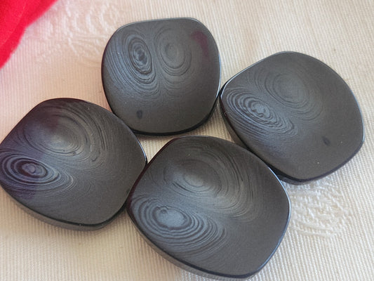 Lot 4 gros boutons vintage bleu rectangulaire 2,5 sur 2,9 cm pied ref 6270